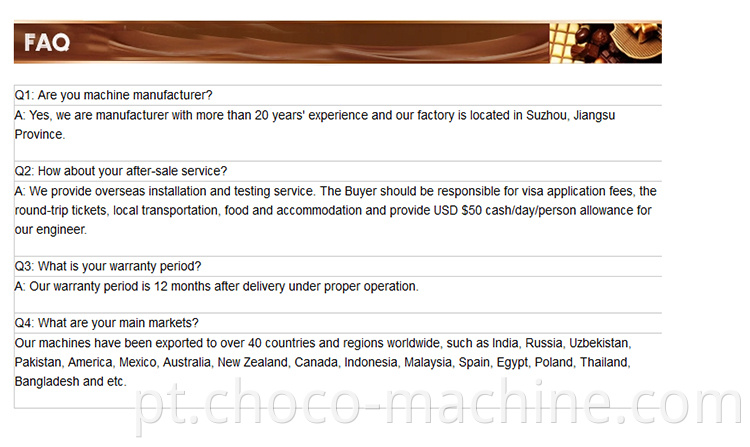 Máquina de fabricação de chocolate totalmente automática